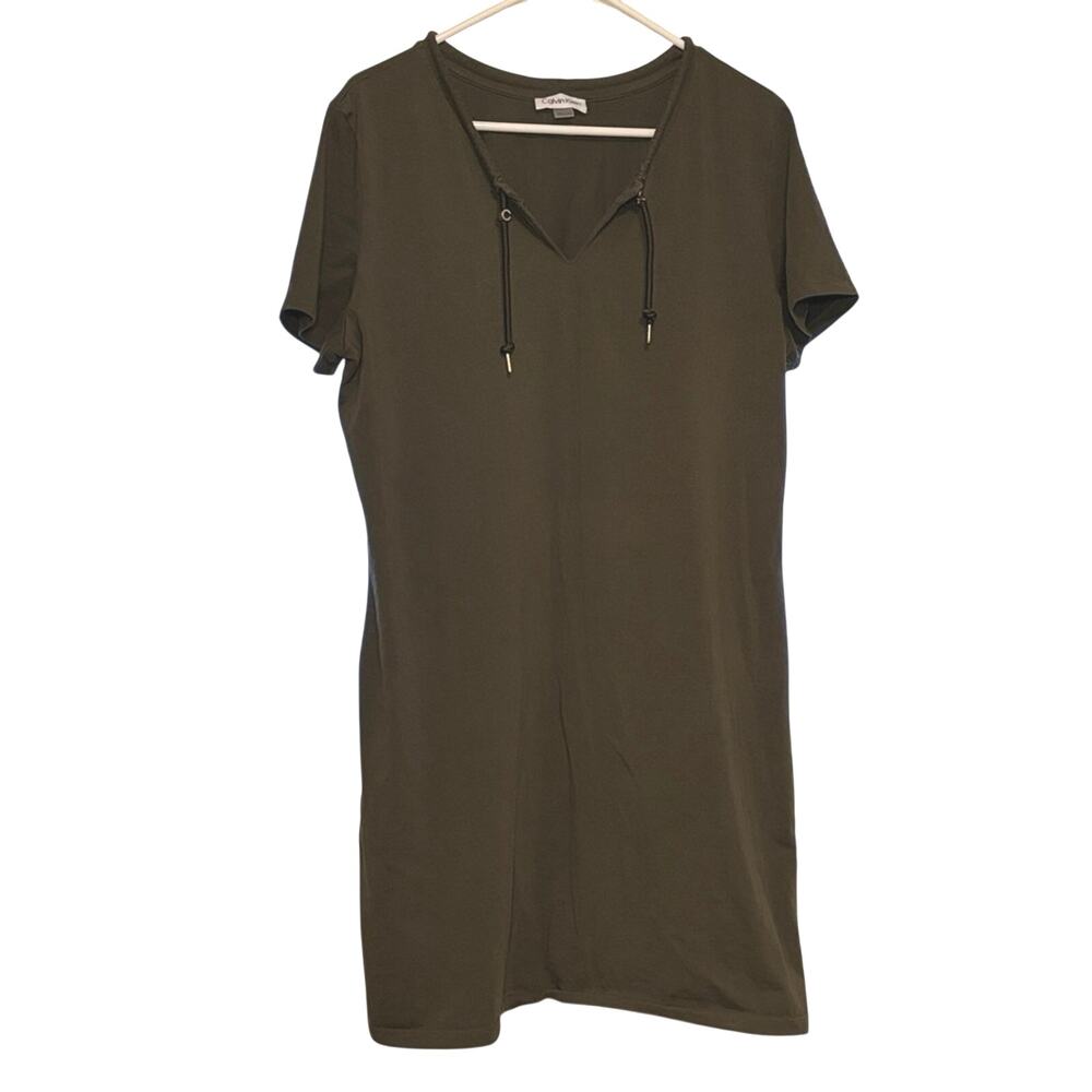 Calvin Klein Women’s Olive Green Casual Short Sleeve Dress Size XL